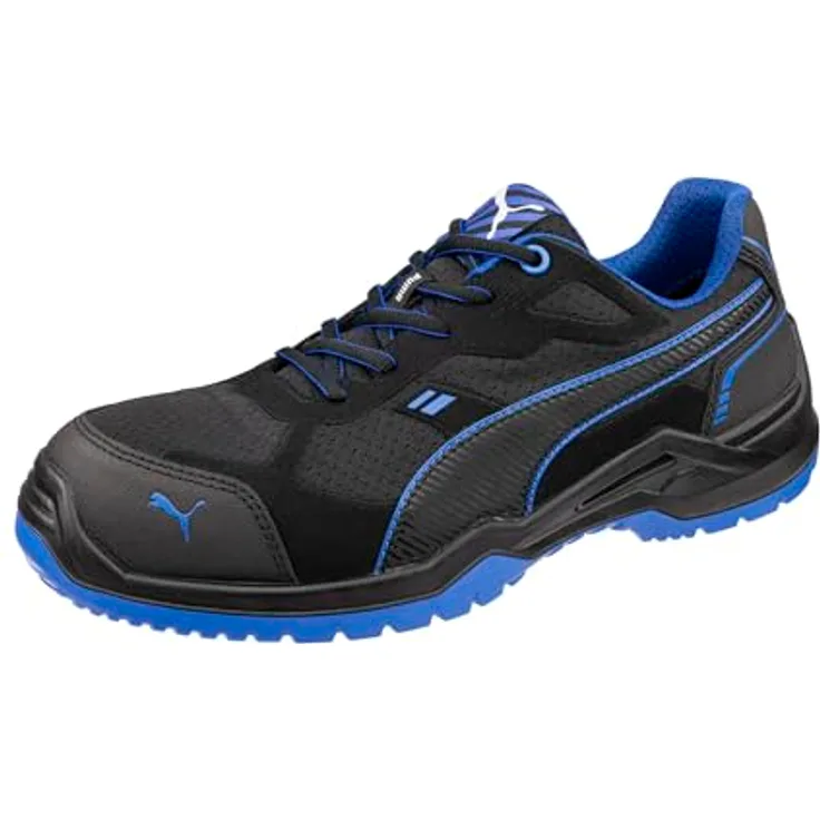 ISM FUSE TC BLUE LOW, Sicherheitsschuh S1PS ESD FO SR, schwarz/blau, Gr. 42 W.11, mit flexibler FAP®-Durchtrittschutz und rutschfester Sohle