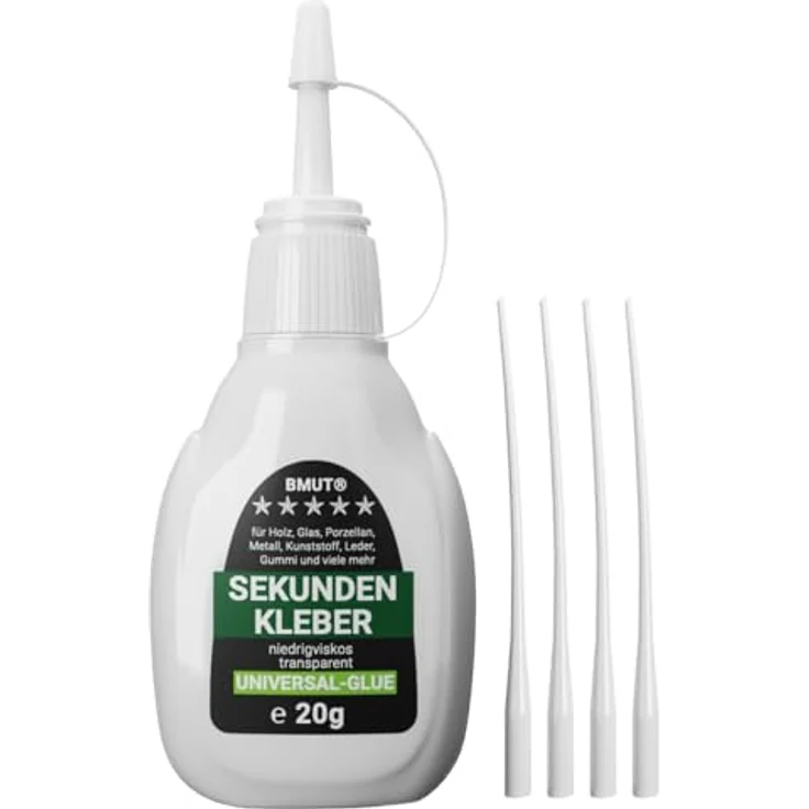 BMUT Sekundenkleber, 20g universell, extra stark & schnell, wasserfest, hitzebeständig, inkl. Dosierspitze & Kappe gegen Austrocknung – Bild 1