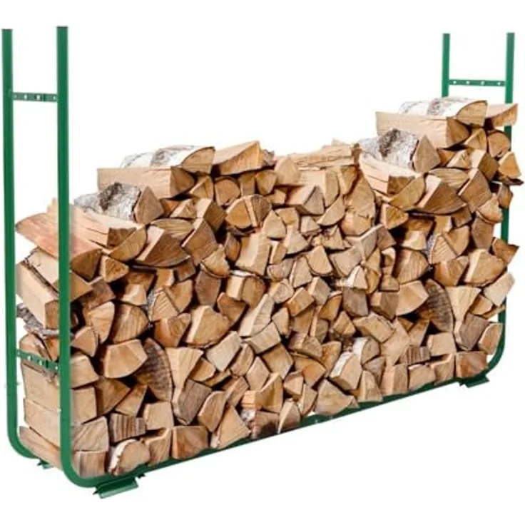 Toolland Verstellbares Holzregal für Brennholz, rostbeständig, 150-220 cm breit, 20-30 cm tief, 105 cm hoch, für drinnen und draußen, einfache Montage