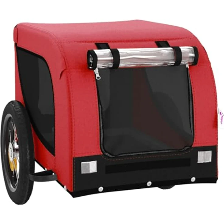vidaXL Hunde-Transportbox Fahrradanhänger Hunde Rot und Schwarz Oxford-Gewebe und Eisen, 30 kg max. Belastbarkeit – Bild 4