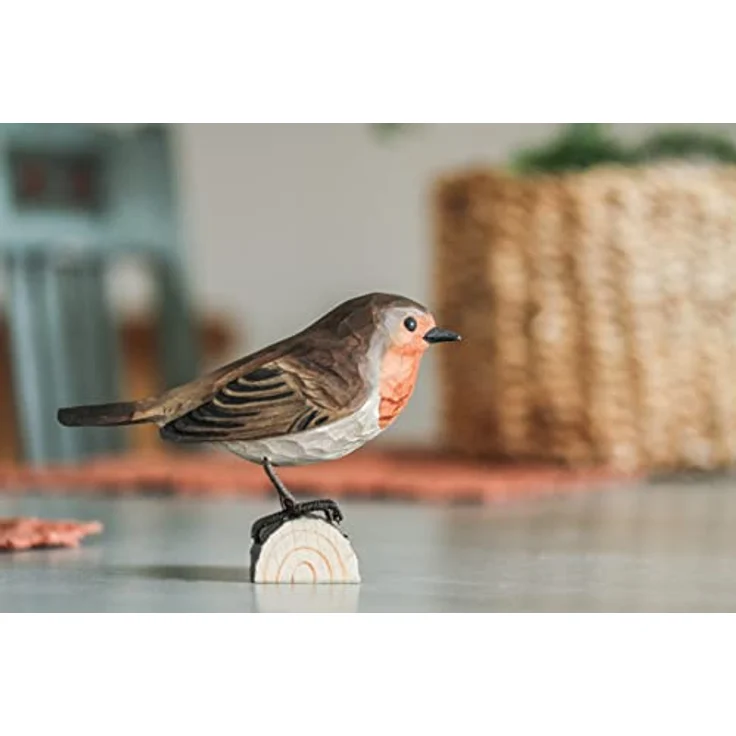 WILDLIFEGARDEN DecoBird Rotkehlchen WG4404, Handgeschnitzte Holz-Dekorationsfigur, Kleine Europäische Vögel, Umweltfreundlich bemalt – Bild 2