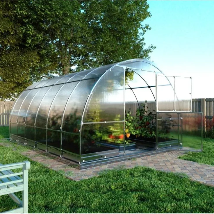 BAUMERA KLASIKA TUBE Gewächshaus 3x4m, mit Fundament und 4mm Polycarbonat, geräumige bogenförmige Konstruktion