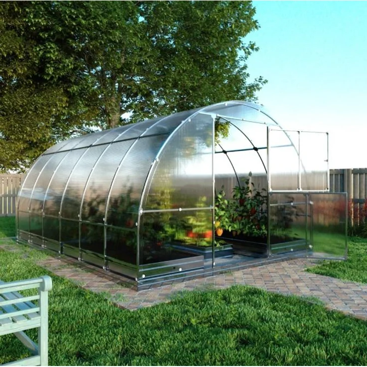 BAUMERA KLASIKA TUBE Gewächshaus 3x4m, mit Fundament und 4mm Polycarbonat, geräumige bogenförmige Konstruktion