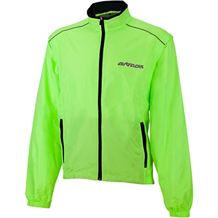 AIRTRACKS Herren Fahrradjacke / Fahrradweste M neon / Radjacke mit abnehmbaren Ärmeln, atmungsaktiv und wasserabweisend – Bild 2