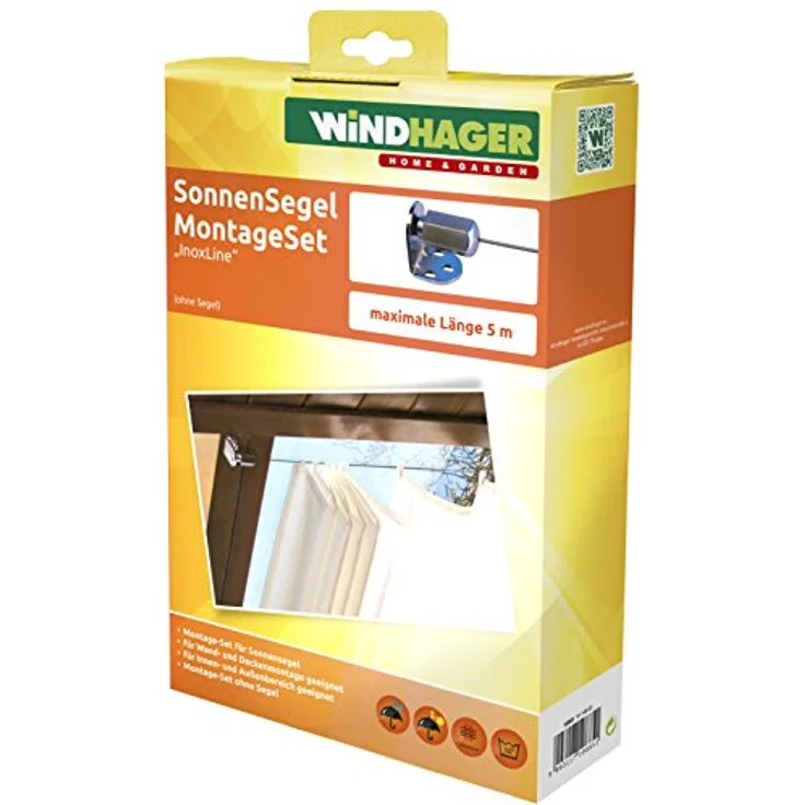 Windhager Montageset InoxLine aus Edelstahl für Sonnensegel, Seilspannmarkiesen Zubehör, Montageset für Sonnenschutz, 10885 – Bild 5