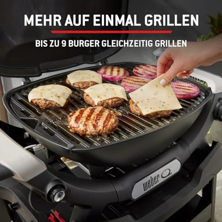 Weber Q1200N, Gasgrill mit Stand Schwarz, porzellanemaillierter Guss-Grillrost, frontale Fettauffangschale – Bild 7