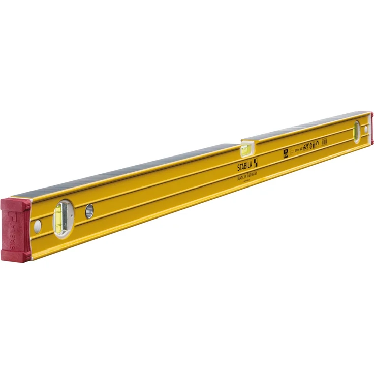 STABILA Magnet-Wasserwaage Type 96-2 M, 100 cm, extrasteifes Alu-Profil, extrastarke Seltenerd-Magnete, 1 Horizontal-/2 Vertikal-Libellen, stoßdämpfende Endkappen, Rutsch-Stopper, Made in Germany – Bild 1
