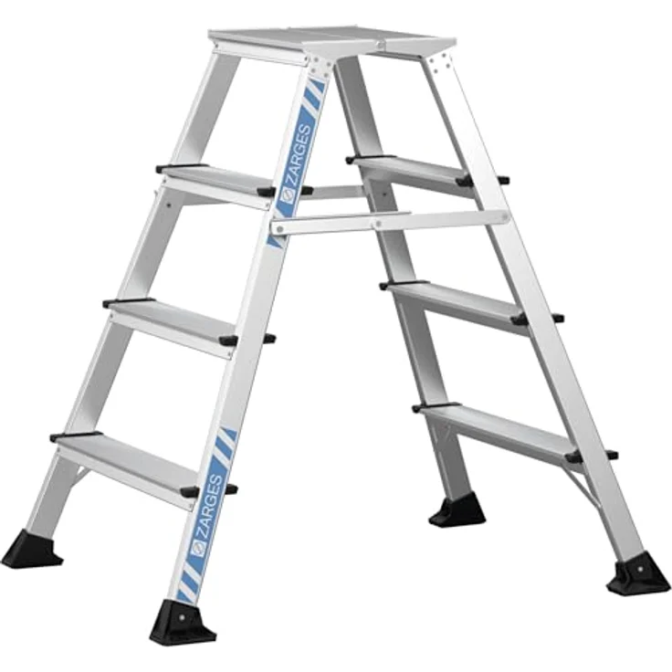 Zarges XLstep P, Arbeitspodest schmal mit 2 x 4 Stufen (30 cm), extratiefen Stufen und abriebfesten Holmen – Bild 1