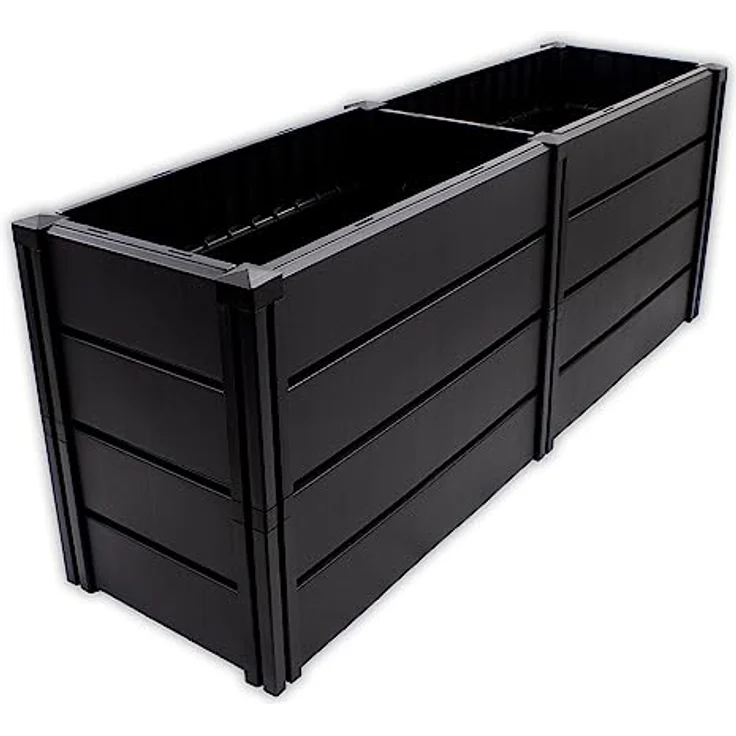 NYVI Hochbeet NYVIGreen XL 158x44x61cm 392 Liter - Gartenbeet aus wetterfestem & recyceltem Kunststoff - Pflanzenbeet - Pflegeleicht, Steckmontage ohne Werkzeug - Blumenbeet – Bild 1