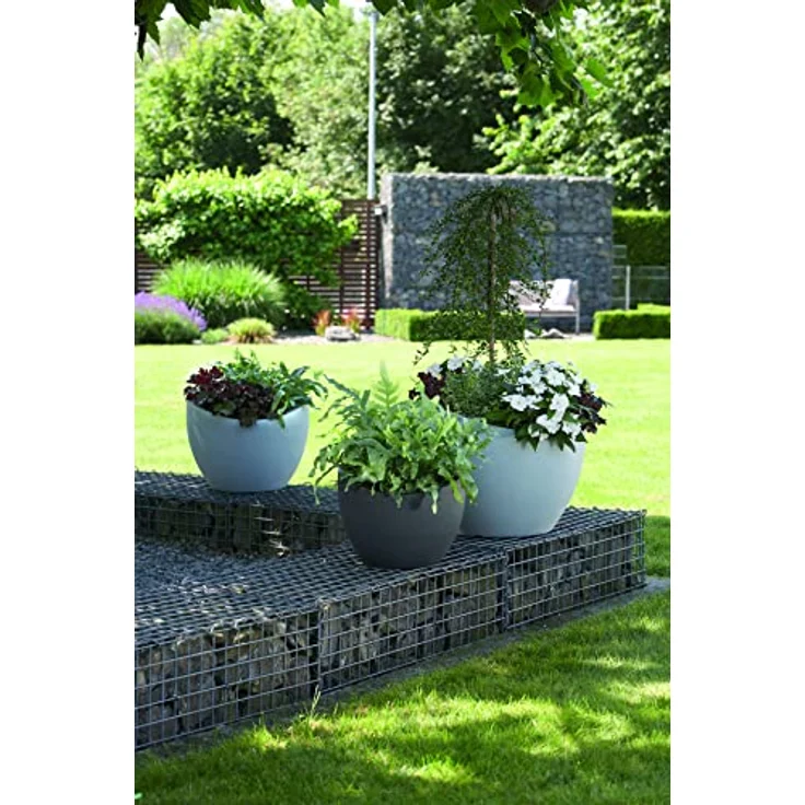 Scheurich Wave Globe 30, Pflanzgefäß/Blumentopf/Pflanzkübel, rund, Farbe: Stony Grey, hergestellt mit recyceltem Kunststoff, 10 Jahre Garantie, für den Außenbereich – Bild 2