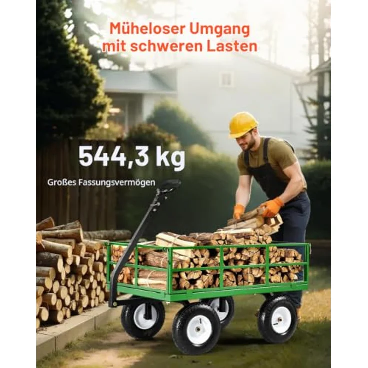 VEVOR Bollerwagen 110x75x67 cm, 2-in-1 Transportwagen mit 1200 lbs Tragfähigkeit, 13-Zoll All-Terrain-Reifen und 180° drehbarem Griff – Bild 2