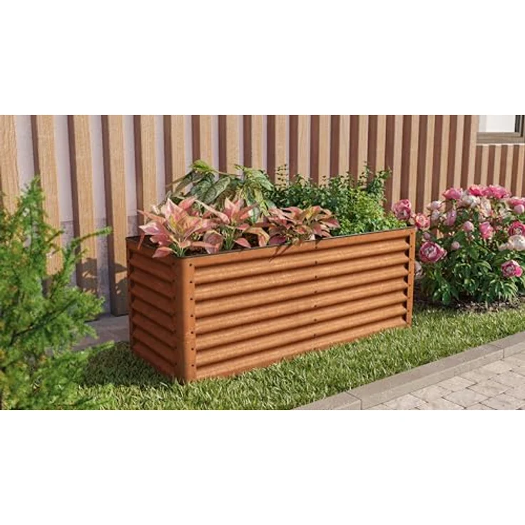 GFP Primeyard Luca Cortenstahl-Hochbeet 150x60x60 cm, stabiles Gartenbeet mit natürlicher Rostoptik, sicherem Kantenschutz und ganzjährigem Einsatz – Bild 2
