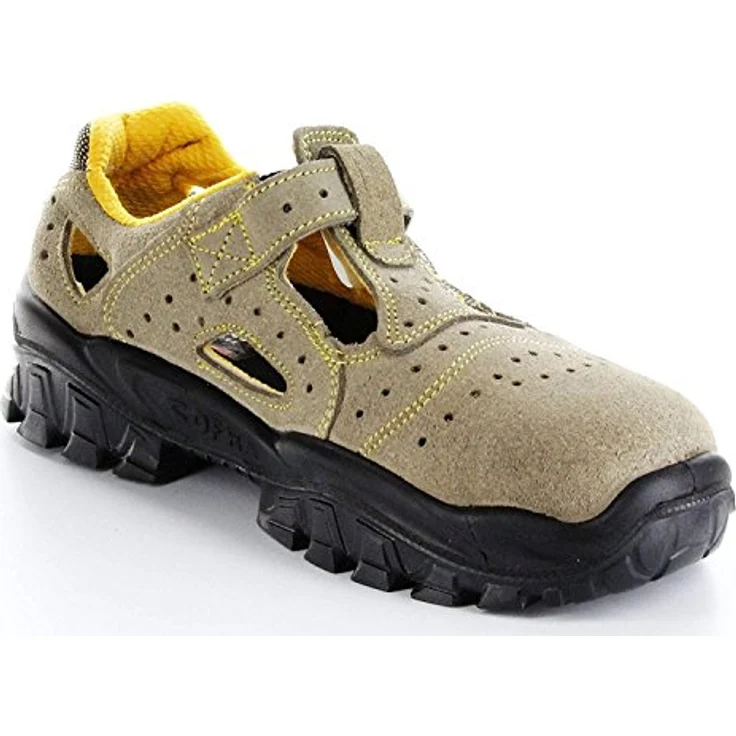 Cofra NT040-000.W37 NEW BRENTA S1 P SRC Sicherheitssandalen, antistatisch, durchtrittsicher, beige/orange, Größe 37 – Bild 2
