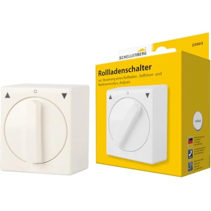 Schellenberg 23003 Tast-Rast-Knebelschalter, Aufputz Rolladenschalter umschaltbar von Schalter- zur Tastfunktion, 5 Anschlusspole, Weiß