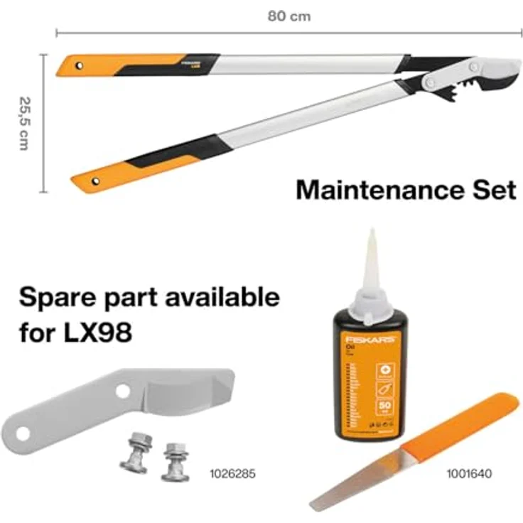 Fiskars PowerGear X Bypass-Getriebeastschere für frisches Holz, Antihaftbeschichtet, Gehärteter Präzisionsstahl, Länge 80 cm, Schwarz-Orange, LX98-L, 1020188 – Bild 4