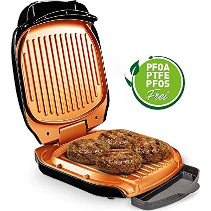 MediaShop Low Fat Elektro Grill klappbar Schwarz, Gold – Bild 10