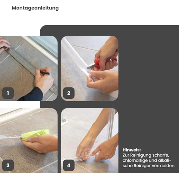 Bagnoxx Hohlkammerprofil Wandabschluss 2m für 6mm Glas, transparent, schimmelbeständig und UV-beständig – Bild 6