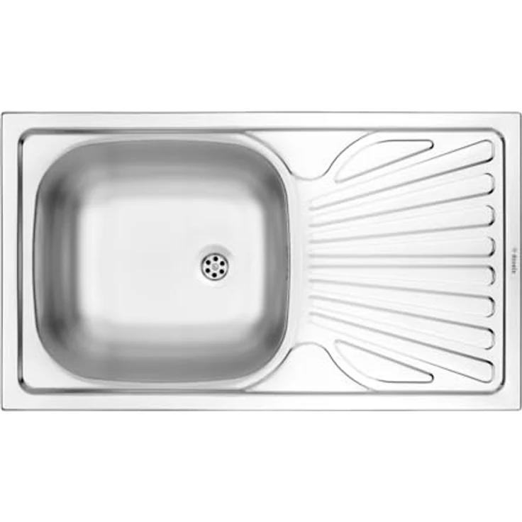 DEANTE Eingelassene 1-Kammer-Stahlspüle 76 x 43 cm mit Abtropffläche, Dekor-Finish und Siphon – Bild 3
