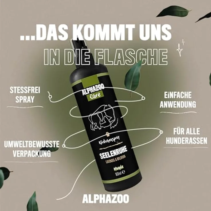 ALPHAZOO Seelenruhe Körbchenspray 100ml, Natürliches Anti-Stress Beruhigungsmittel mit Baldrian für Hunde – Bild 3