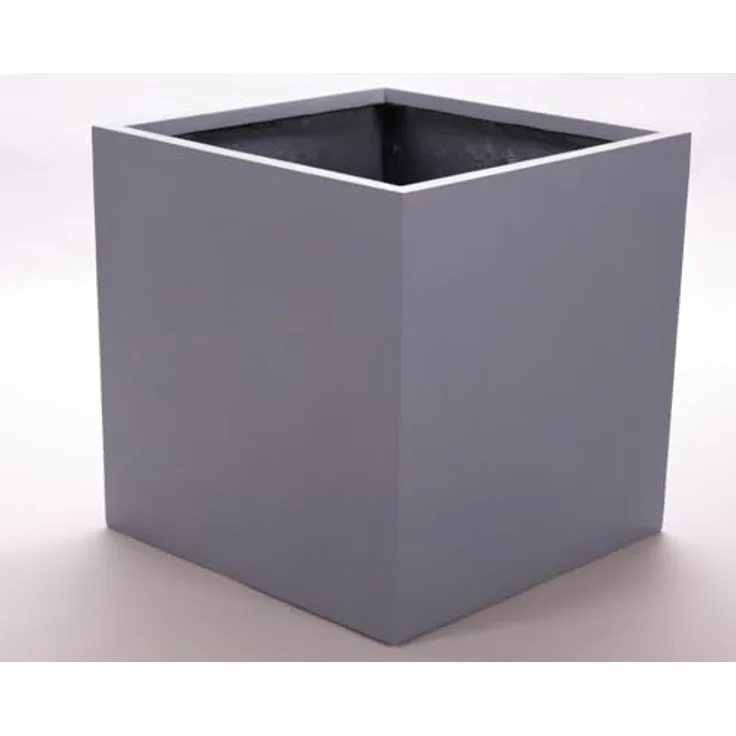 Elegant Einrichten Pflanzkübel Fiberglas quadratisch 50x50x50 cm grau, wasserdicht und frost sicher