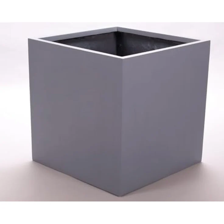 Elegant Einrichten Pflanzkübel Fiberglas quadratisch 50x50x50 cm grau, wasserdicht und frost sicher – Bild 1