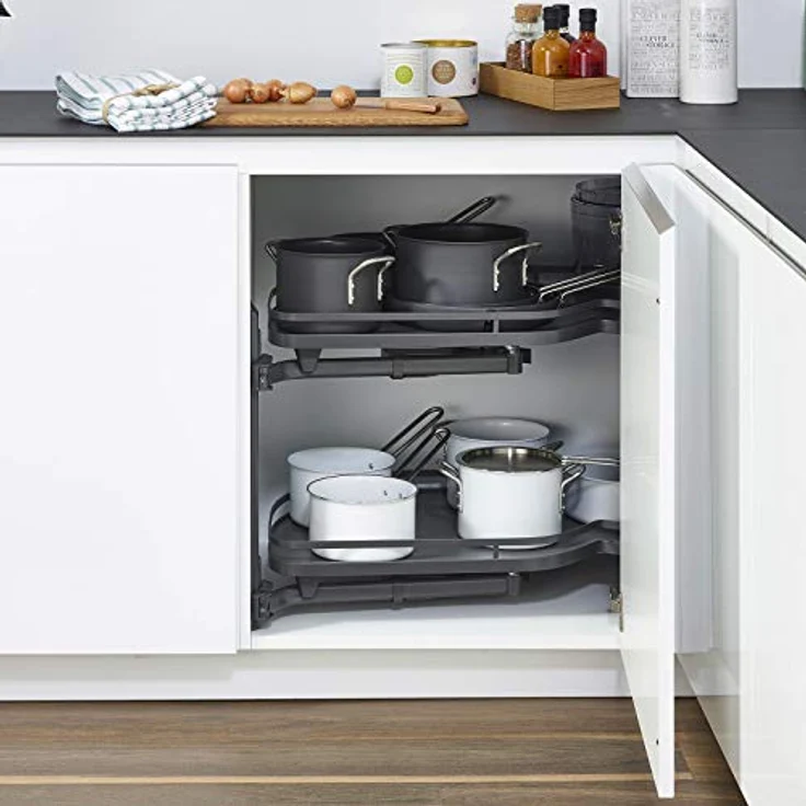 Lemans II anthrazit Links ausschwenkend für Eckschrank mit 45 cm Türbreite und Lichter Schrankhöhe von 650-800 mm Eckschrankauszug Schwenkauszug von SO-TECH® – Bild 2