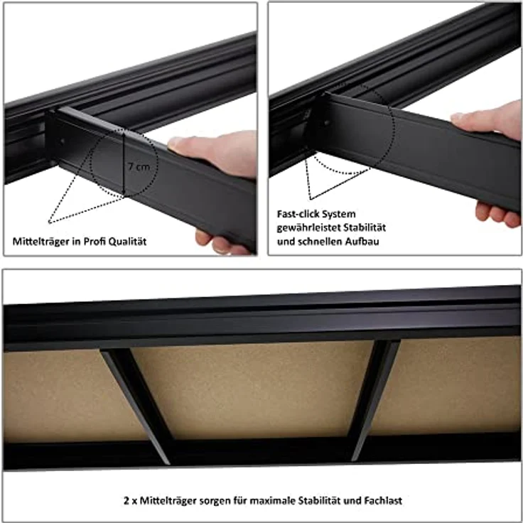 PROREGAL® Werkbank DINO, Höhenverstellbare Werkbank 90x120x60cm, Traglast 600kg, Schwarz, Einlegeböden in 5 cm Schritten einstellbar – Bild 5