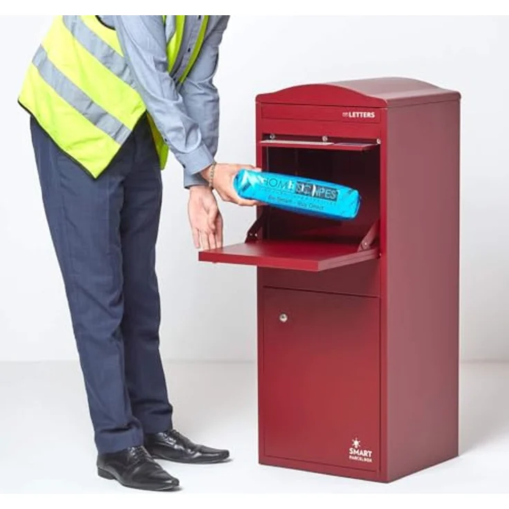 Smart Parcel Box XXL Bordeaux mit Bogendach 41.5 x 38.5 x 104 cm, Paketbriefkasten zur Wand- oder Bodenmontage, Paketbox für Zuhause & Unternehmen, Briefkasten für Pakete & Briefe - von Smart Parcel Box – Bild 2