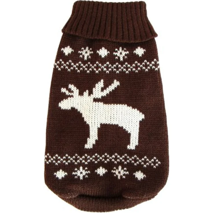 Wolters | Strickpullover Elch in Braun/Weiß | Rückenlänge 20 cm – Bild 1
