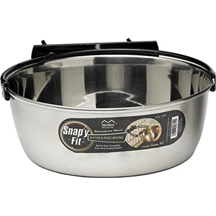 MidWest Homes for Pets Snap'y Fit Futternapf, Edelstahl, Haustierschüssel, 1,9 l, für Hunde und Katzen (42), silberfarben