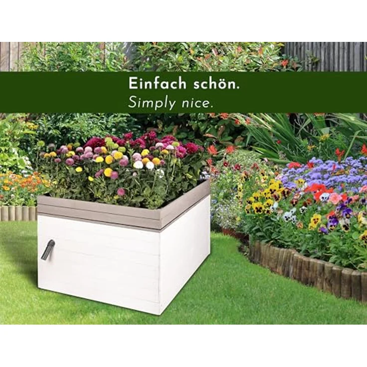 WONDERMAKE Mähroboter-Garage XL mit Wasserablauf und Pflanzkasten, Holz grau anthrazit, BxTxH: 78,5x96x57 cm, für die meisten Mähroboter – Bild 6