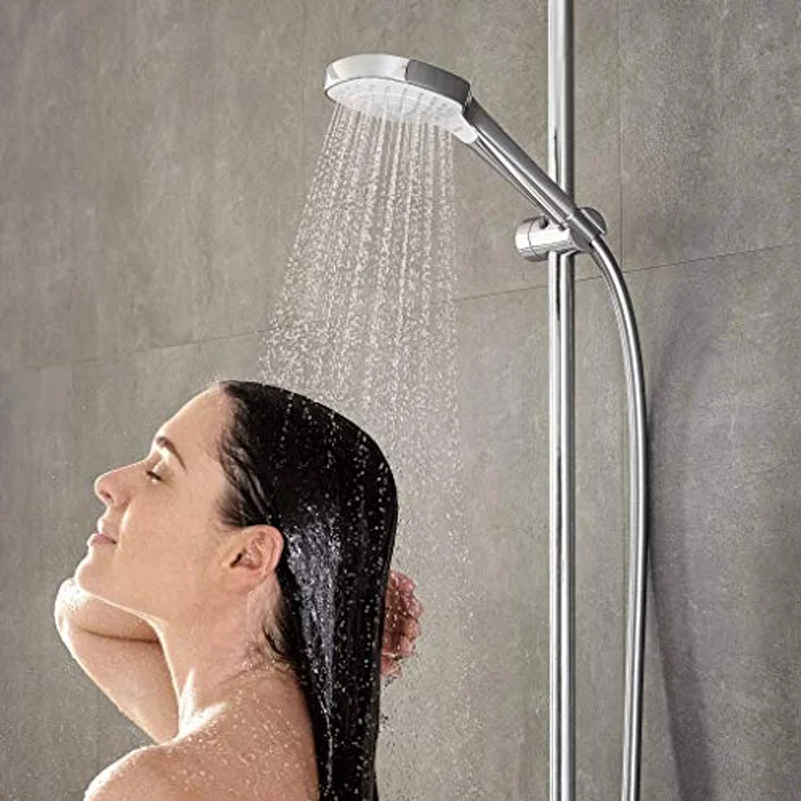 hansgrohe Handbrause Croma Select E, Duschkopf mit 3 Strahlarten, Duschbrause, Antikalk-Funktion, Weiß/Chrom – Bild 2