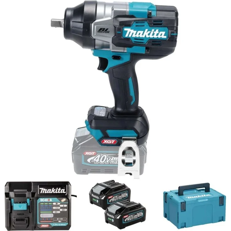 Makita Akku-Schlagschrauber TW003GM201, 40V max., 2x 4,0 Ah, bürstenloser Motor, kompakt, inkl. Ladegerät im Makpac
