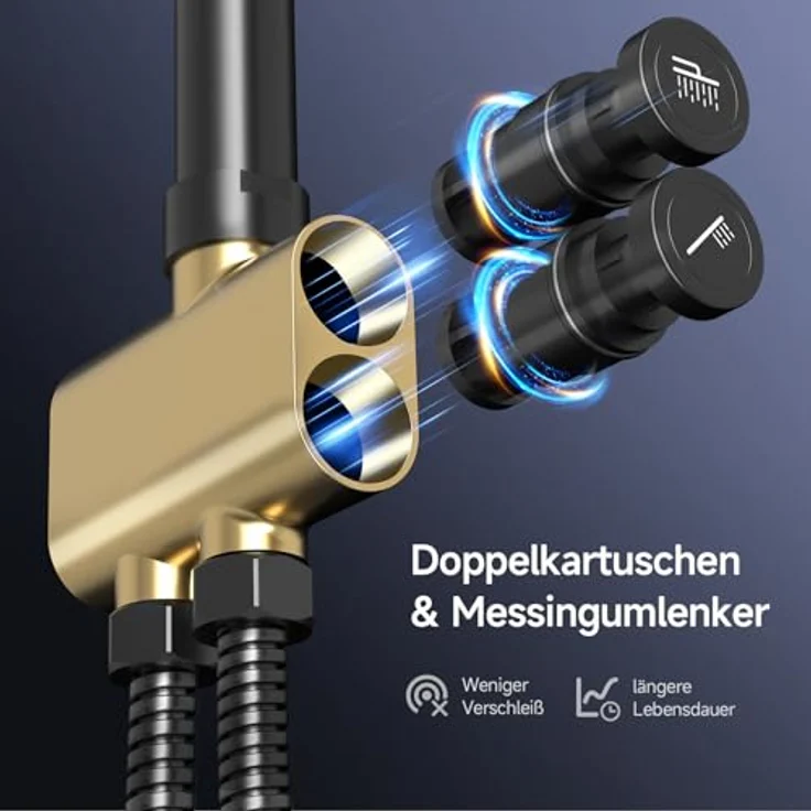 Rainsworth Duschsystem ohne Mischbatterie, Schwarz, Höhe 25.4 cm – Bild 3