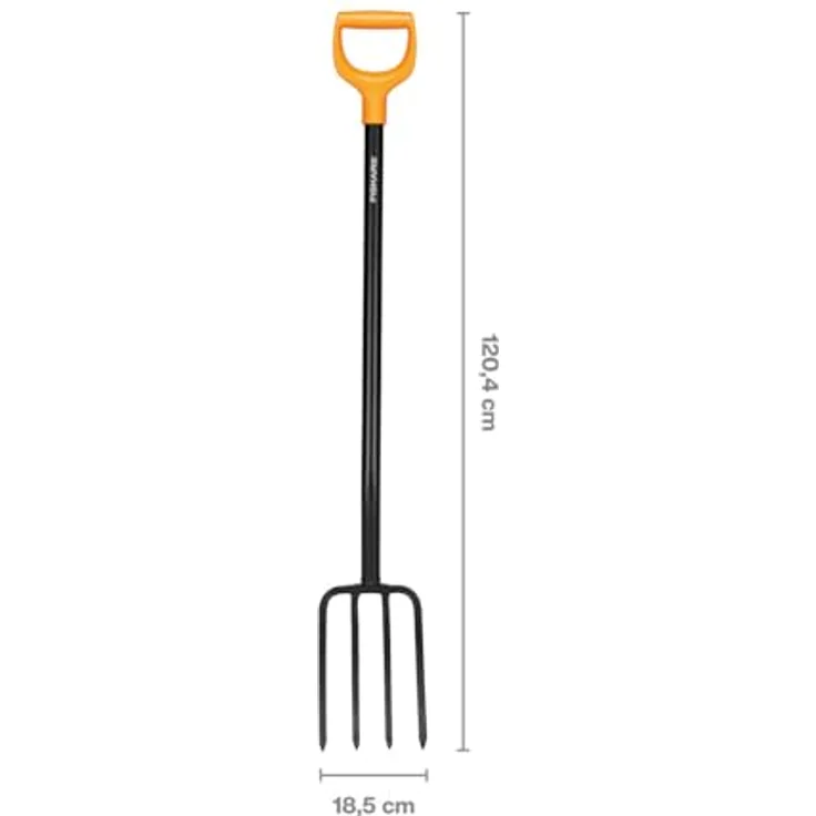 Fiskars Solid Spatengabel, 120 cm für harte, steinige Böden, 4 Zinken aus hochwertigem Stahl, Kunststoff-Stiel, Schwarz/Orange, 1070673 – Bild 2