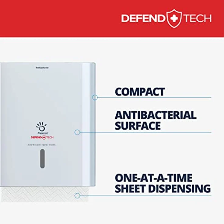 Papernet Defend Tech 416148, antibakterieller Papierhandtuchspender, kompatibel mit Z/W-Falthandtüchern, weiß – Bild 3