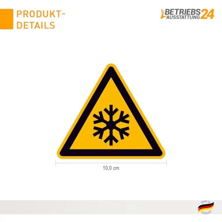 Betriebsausstattung24 Warnschild W010, Aluminium, geprägt, Warnung vor niedriger Temperatur/Frost, 10,0 cm, witterungsbeständig, Made in Germany – Bild 2