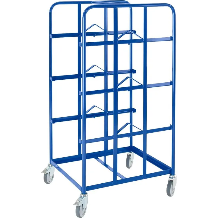 Rollcart Kommissionierwagen 16-4410, Transportwagen in Enzianblau mit 250 kg Tragkraft, drei Etagen und kugelgelagerten Rollen
