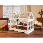 Dekoleidenschaft Mini-Gewächshaus "Shabby", 37x21x31 cm, Weiß lackiertes Holz, Terrarium, Treibhaus, Miniglashaus