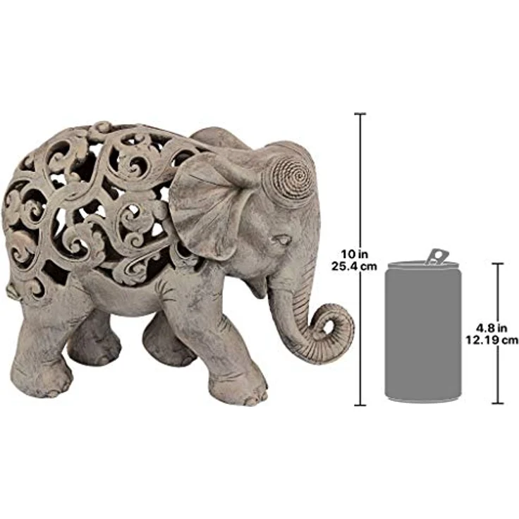 Design Toscano Anjan der Elefant indische Deko Jali Tierstatue, 30.5 cm, Gotischer Stein – Bild 9