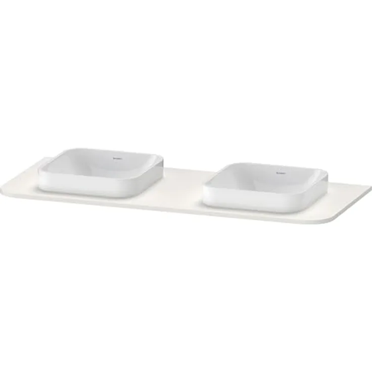 Duravit Happy D.2 Plus Konsole HP032K, 1300x550 mm, 2 Ausschnitte, Nordic Weiß Seidenmatt Lack, für Waschtischunterbau HP4943