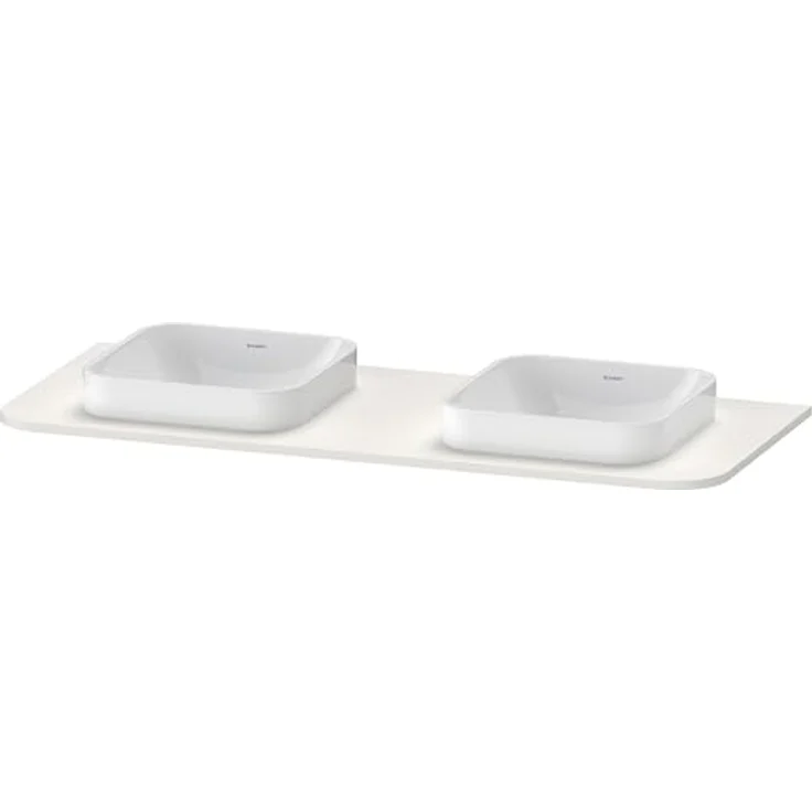 Duravit Happy D.2 Plus Konsole HP032K, 1300x550 mm, 2 Ausschnitte, Nordic Weiß Seidenmatt Lack, für Waschtischunterbau HP4943 – Bild 1