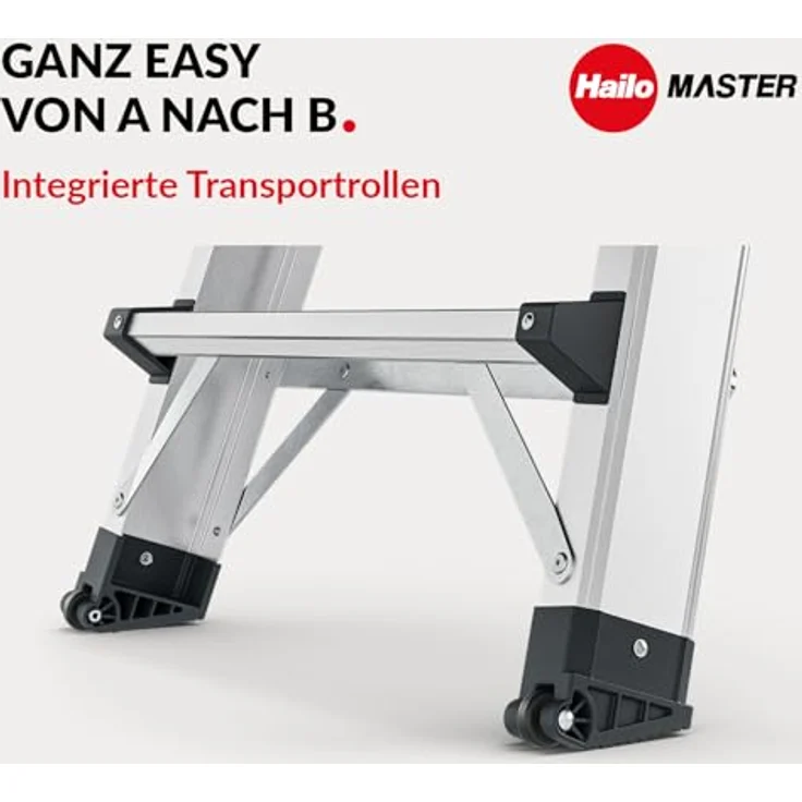 Hailo Master M100 Alu-Multifunktionsleiter, 4x5 Stufen bis 150 kg, Silber, vielseitig einsetzbar und ergonomische Stufen – Bild 5