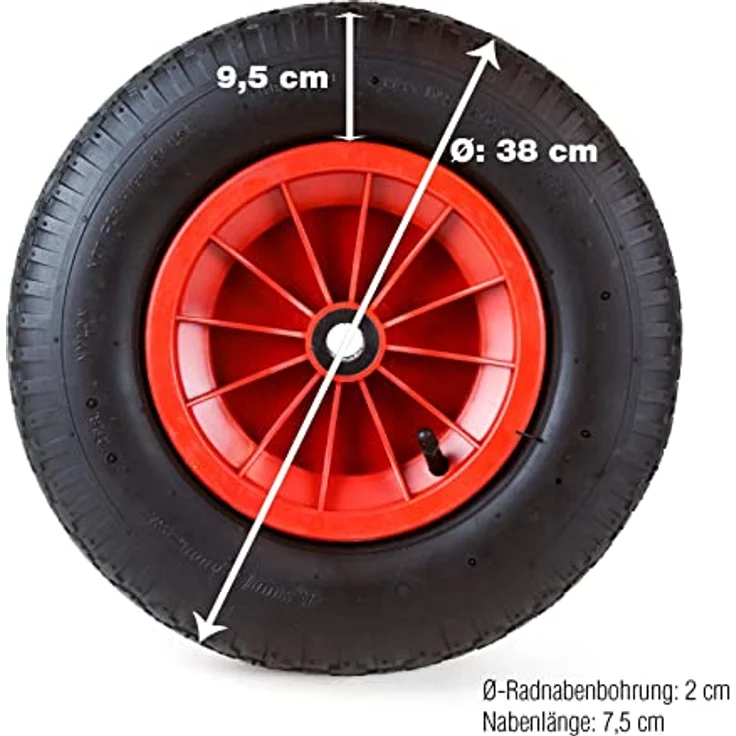 Grafner Schubkarrenrad 4.80/4.00-8 PU Luftbereifung Metallfelge mit Achse – Bild 4