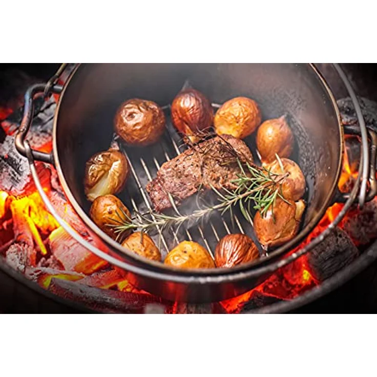 FireRocket Dutch Oven 6qt 5,5L ohne Füße Premium Gusseisen Schmortopf Gusstopf Feuertopf Bräter eingebrannt niederländischer Kochtopf – Bild 8