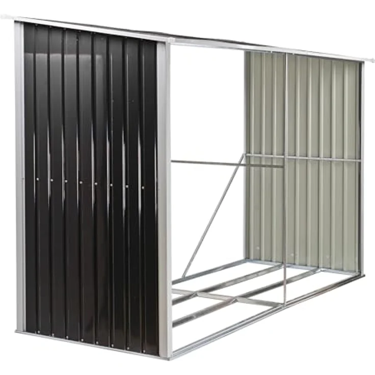 DEMA Kaminholzregal Stockholm 303x120x190 cm, wetterfestes Brennholzregal mit Pultdach, Metallkonstruktion in Anthrazit Grau, optimale Belüftung für Garten und Außenbereich – Bild 2