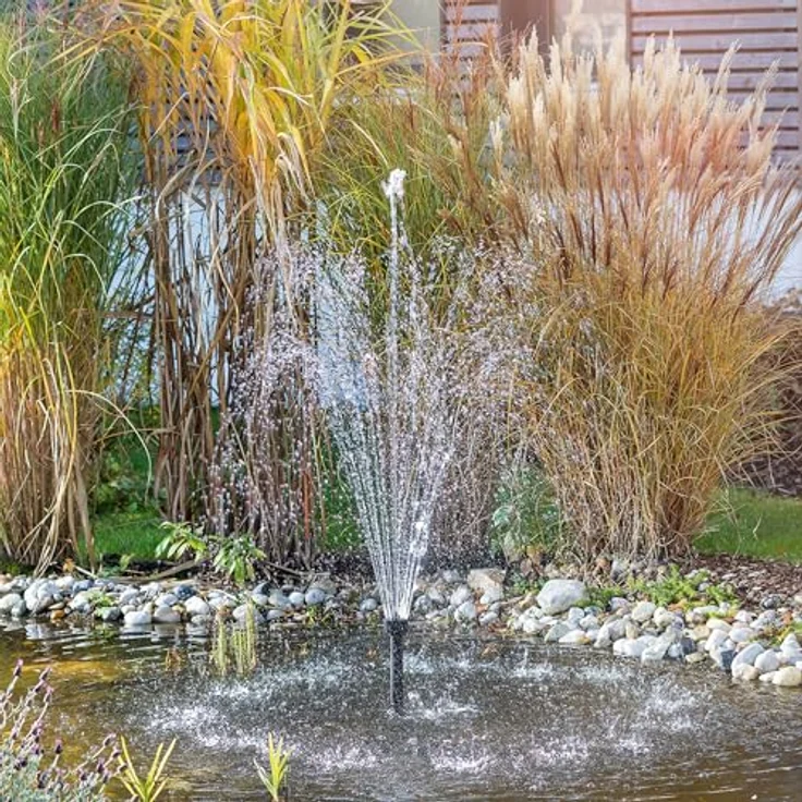Esotec Solar Einzelpumpe Fountain 1750 2500 Pro, 12-18V/DC Teichpumpe mit max. 2500 l/h, IP68, universell einsetzbare Ersatzpumpe für Gartenteich und Brunnen – Bild 5
