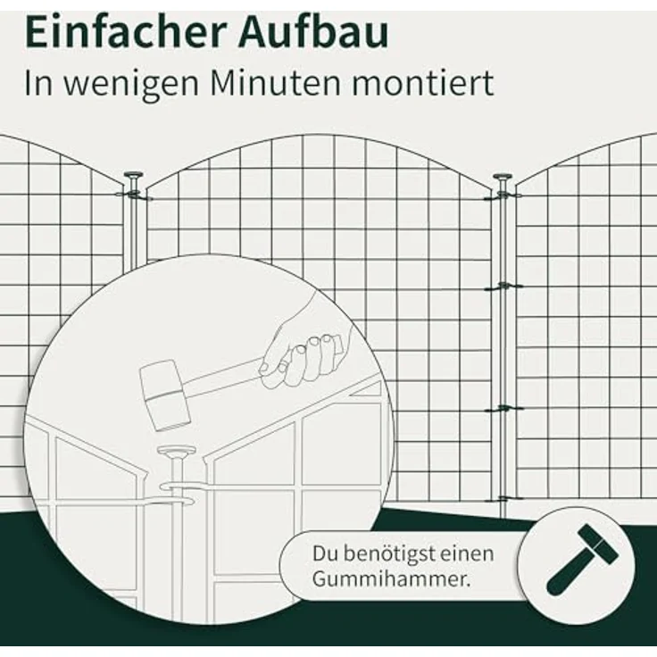 VERDOBA Teichzaun Gartenzaun Hundezaun - Erweiterbarer Metall Gitterzaun, 5er Set in Grün, Braun oder Anthrazit – Bild 5