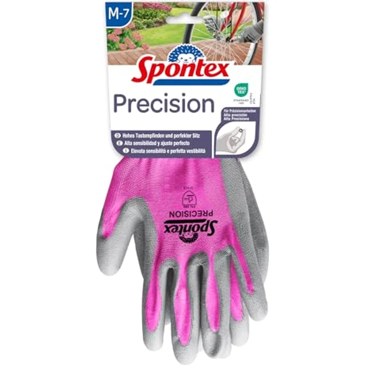 Spontex Precision Handschuhe, ideal für feine Arbeiten im Trockenbereich, mit PU-Beschichtung, hohes Tastempfinden, Größe M, 1 Paar – Bild 4