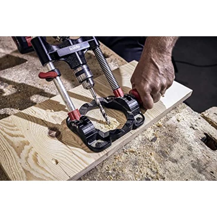 kwb Bohrständer mit Bohrfutter - Mobiles Bohrmobil für präzises Bohren - Einstellbare Winkelarretierung - Für Flächen und runde Werkstücke – Bild 4